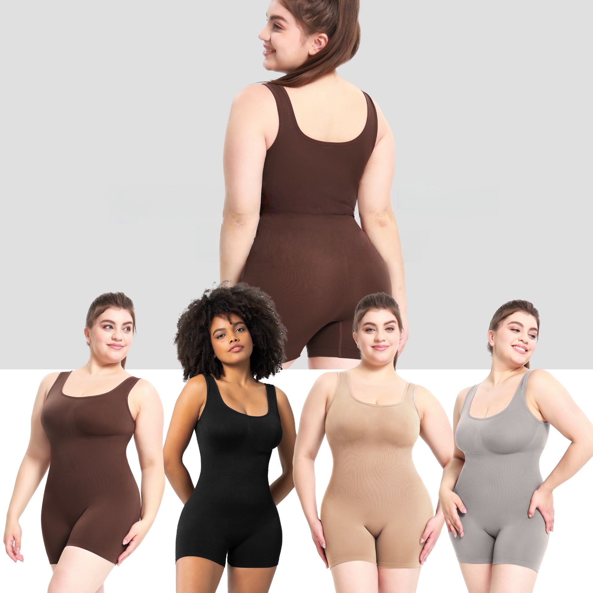 Womens Seamless Bodysuit - Sleeveless Body Shaper Romper Slimming Underwear